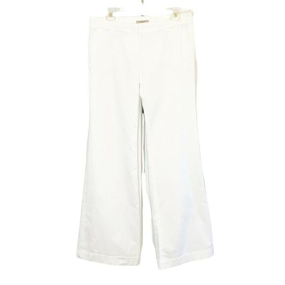 Burberry London White Cotton Trouser Pants Wide Leg Size 6 - Picture 1 of 7